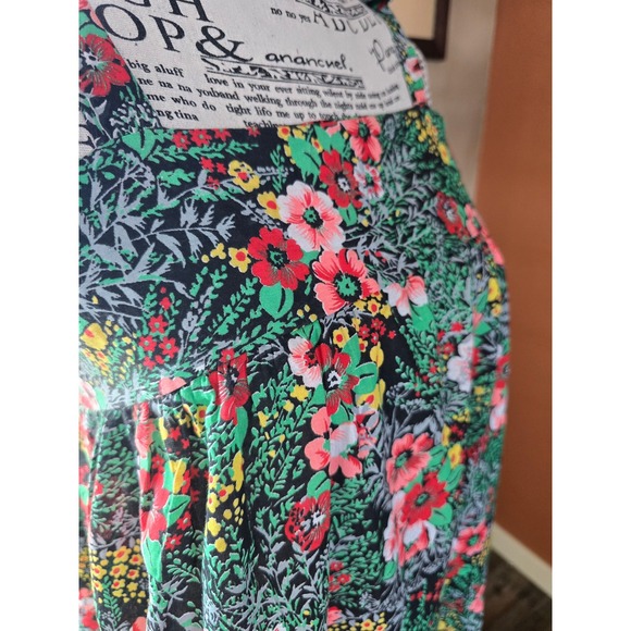 Vintage 70s Queen's Way Black Floral Maxi Dress Size M Retro Boho Summer Hippie - Picture 6 of 13